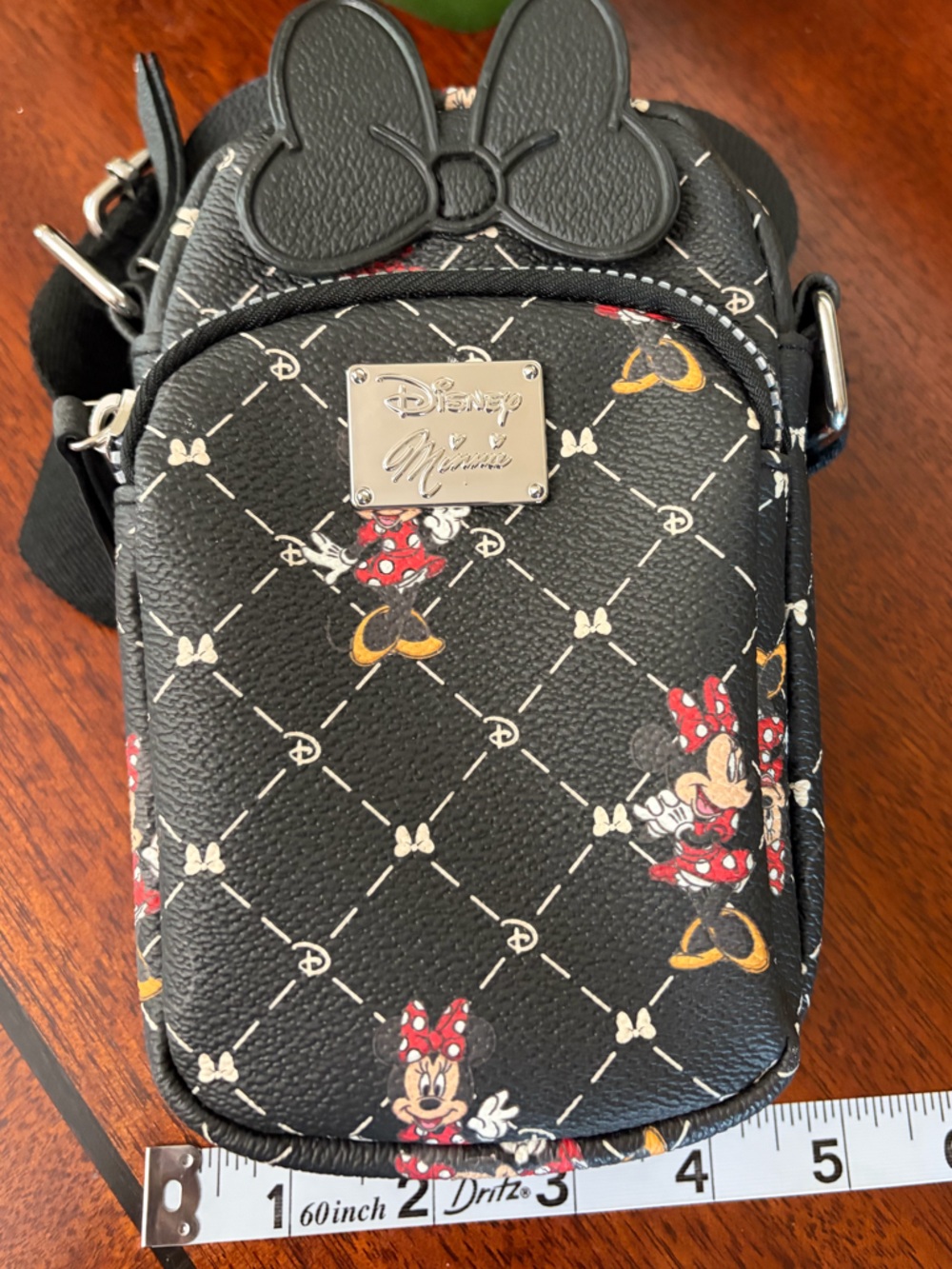 Disney Black Minnie Mouse Print Crossbody with Ears and Bow - Picture 4 of 8